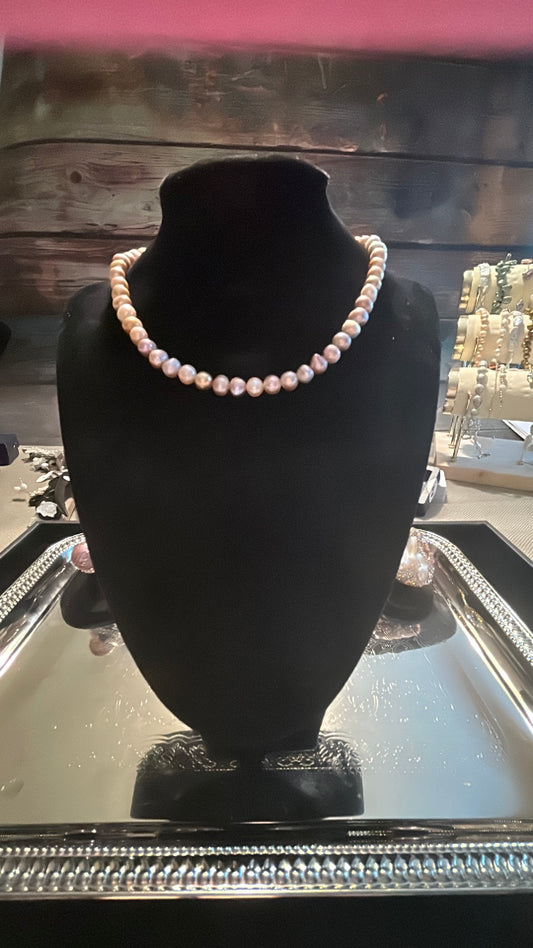 Lavender strand of freshwater pearls