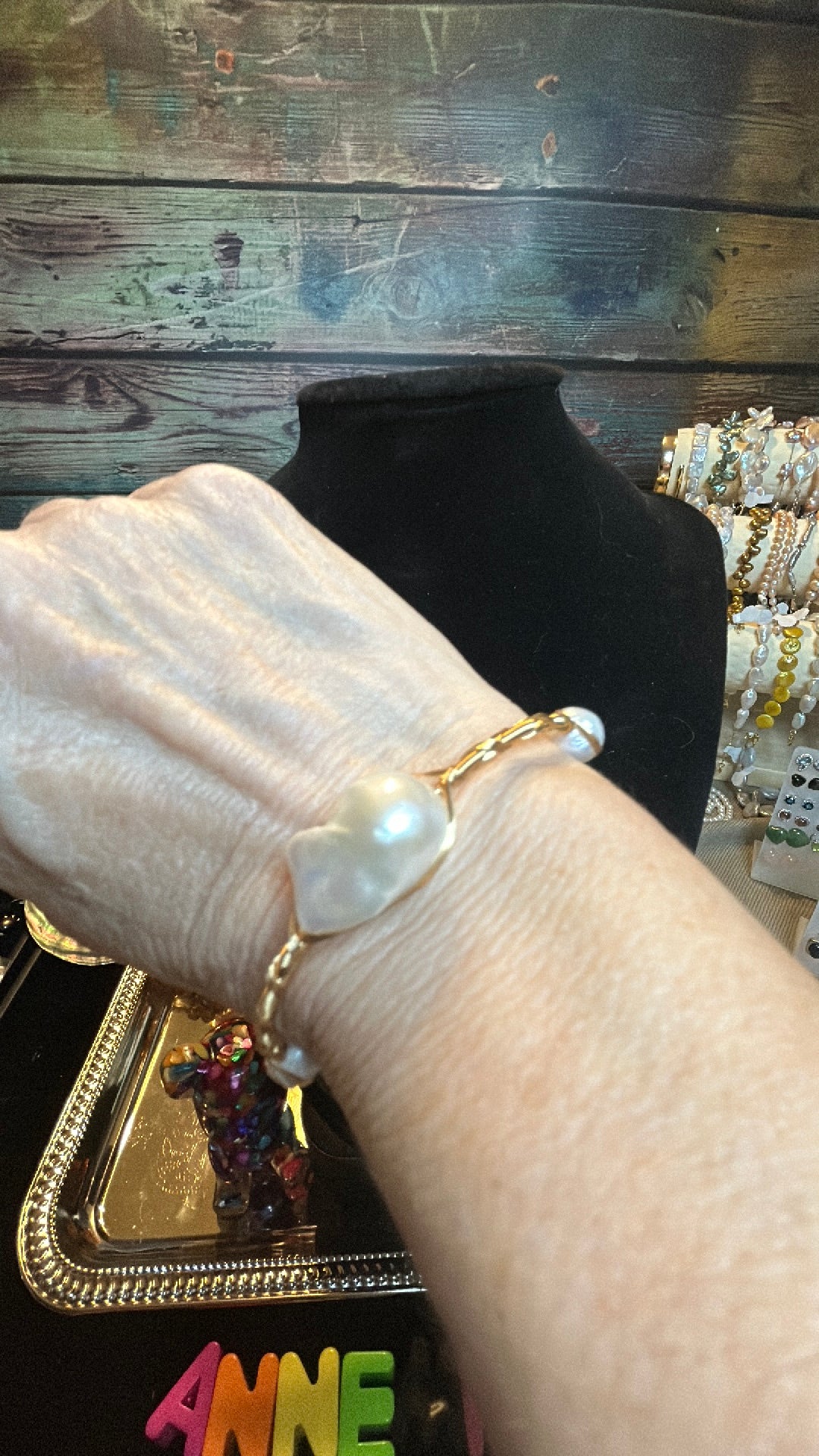 Wrapped baroque cuff bracelet