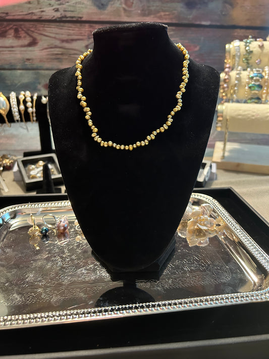 Jade green freshwater pearl necklace