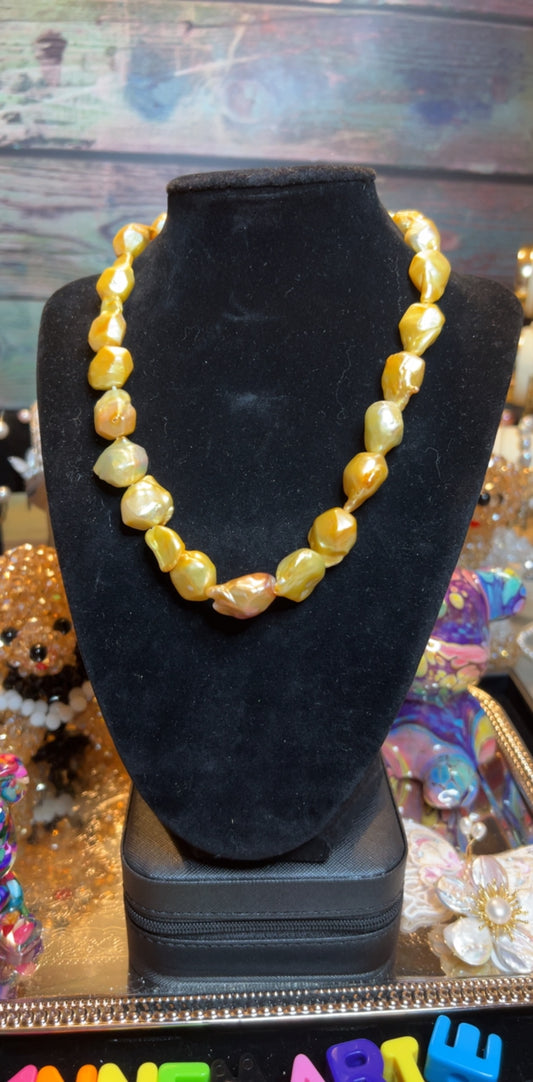 Deep champagne baroque necklace