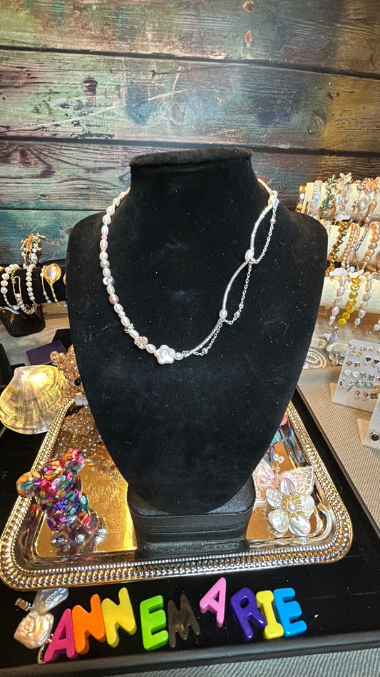 Unique Victorian style baroque & freshwater pearl necklace