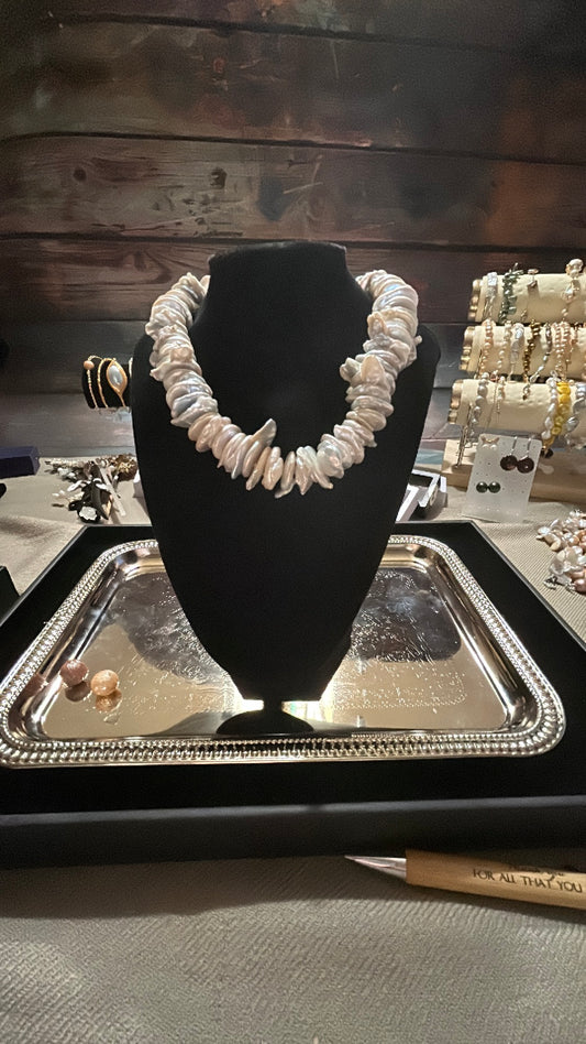 Huge button baroque necklace