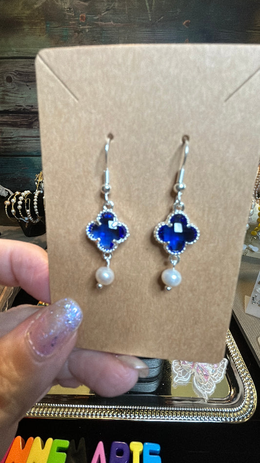 Blue gemstone dangle earrings