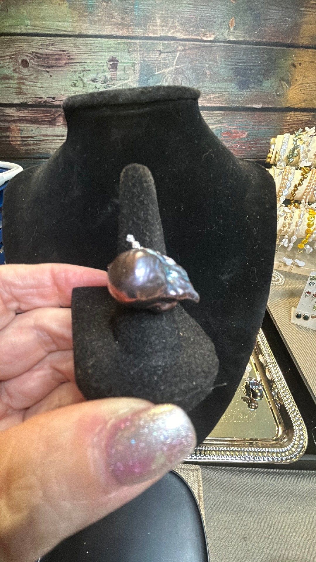 Blue baroque adjustable ring