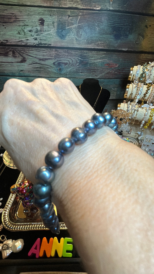 Sea blue freshwater pearl bracelet