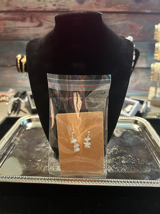 White stacked Baroque earrings