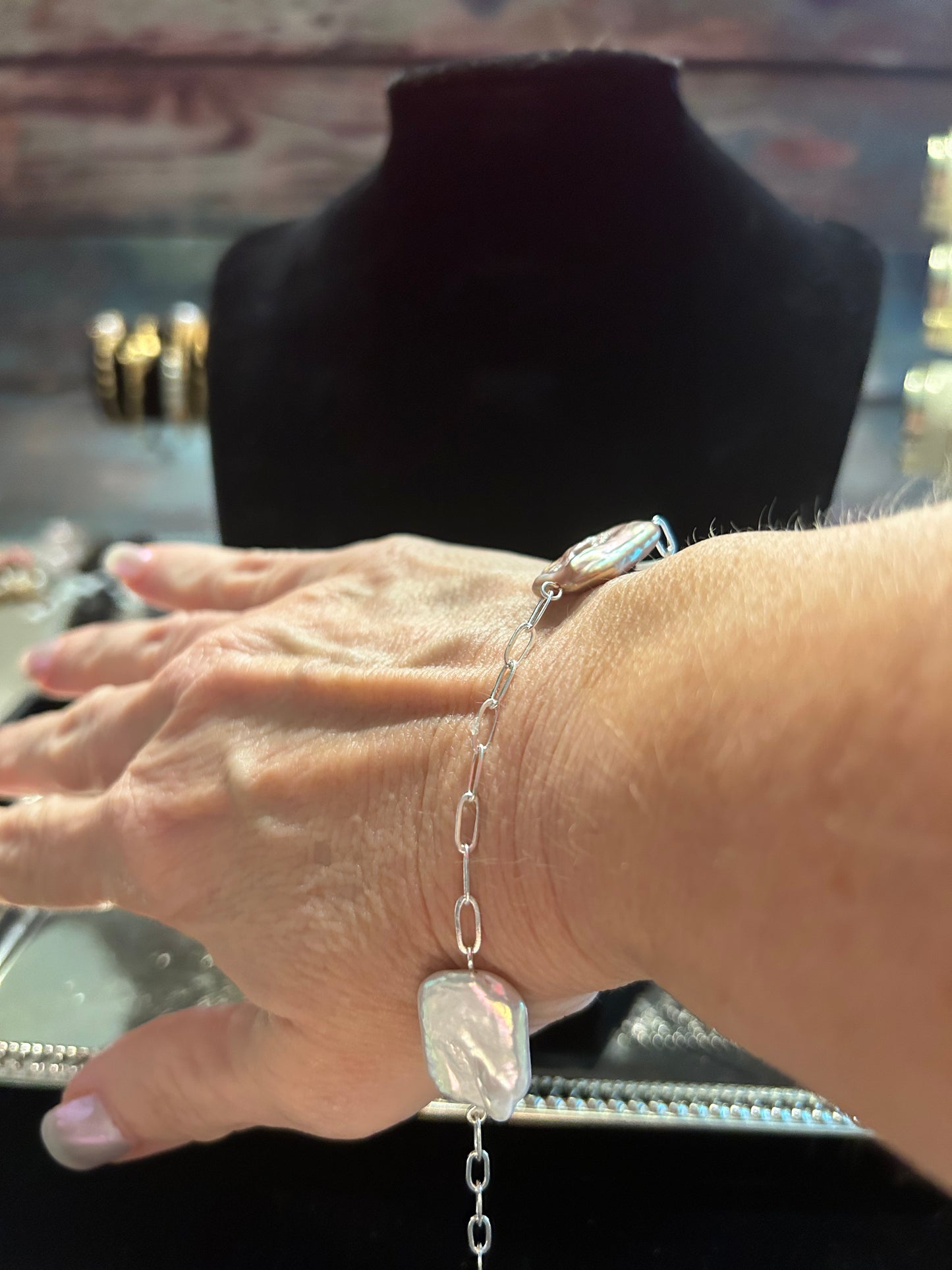 Two piece rectanglular baroque bracelet