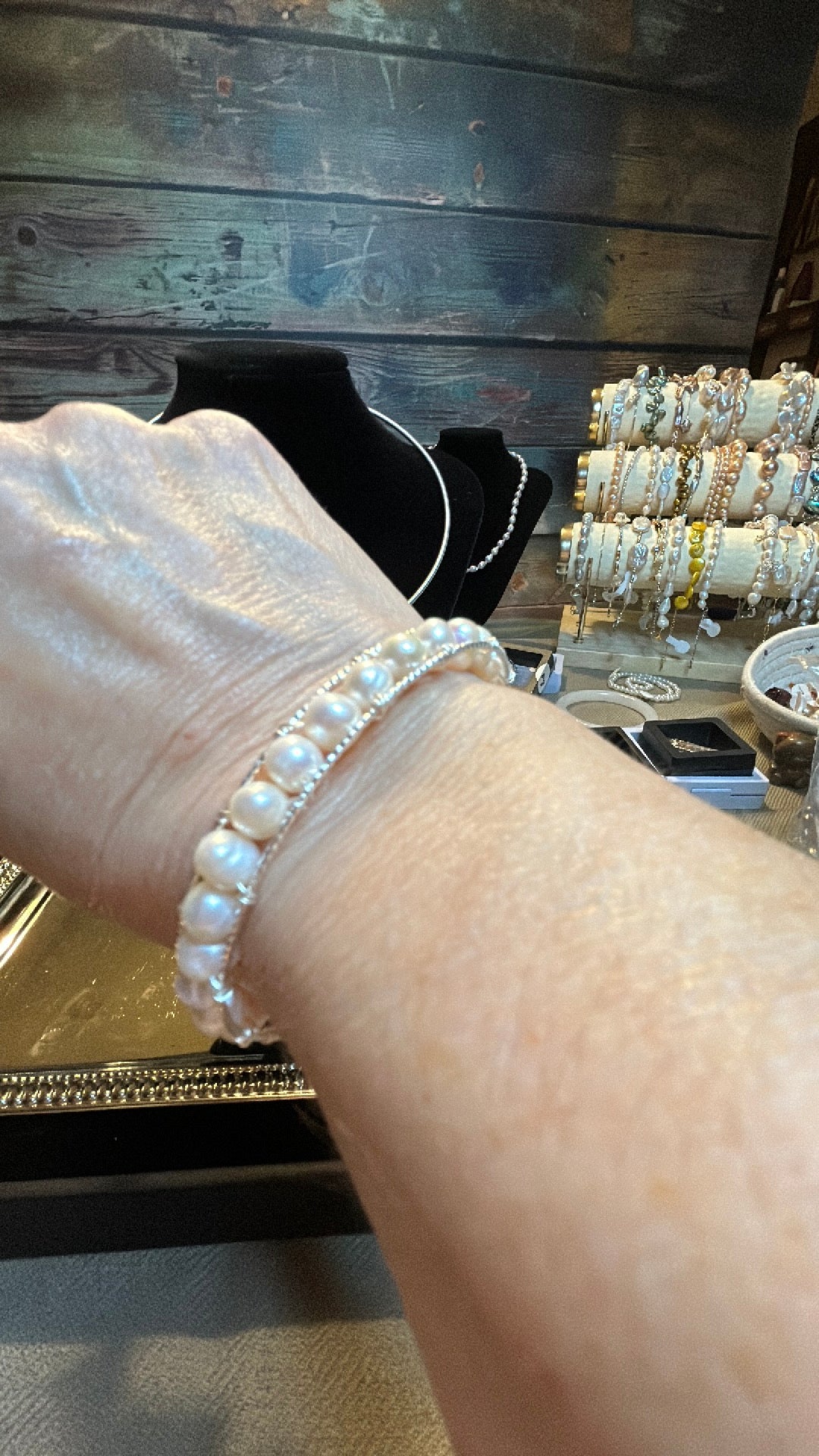 Freshwater pearl cuff bracelet