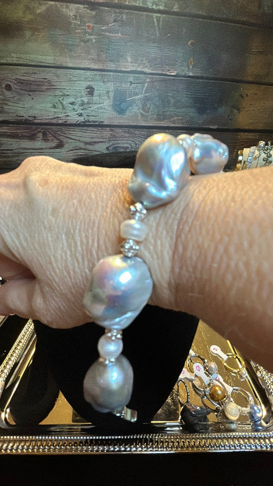 Perfectly matched silver baroque bracelet