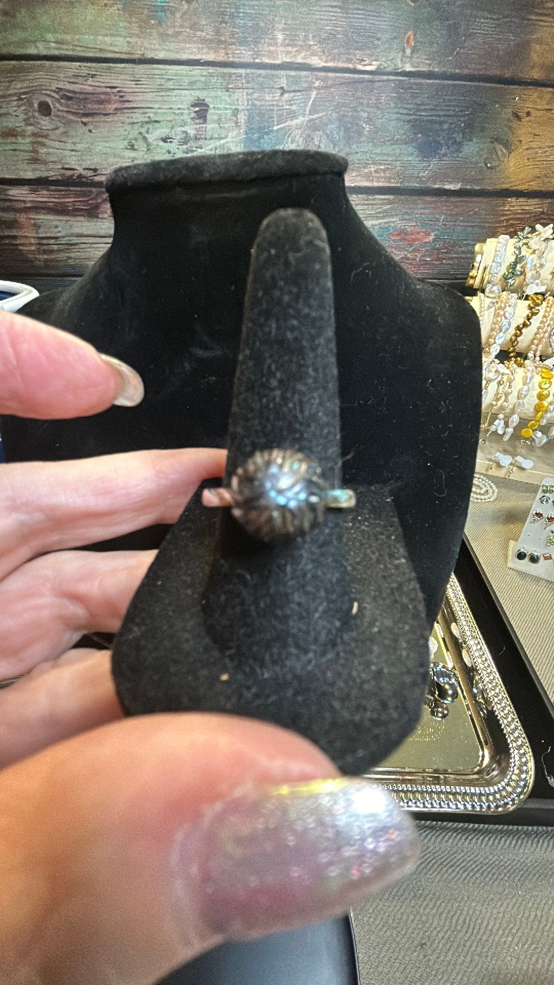 Black solitaire dragon scale ring