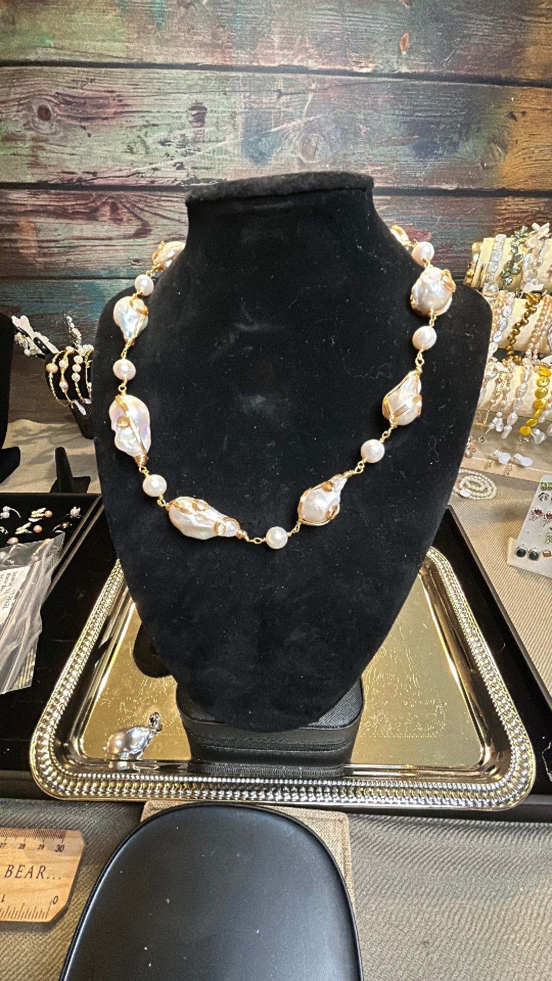 Wrapped baroque & freshwater pearl necklace