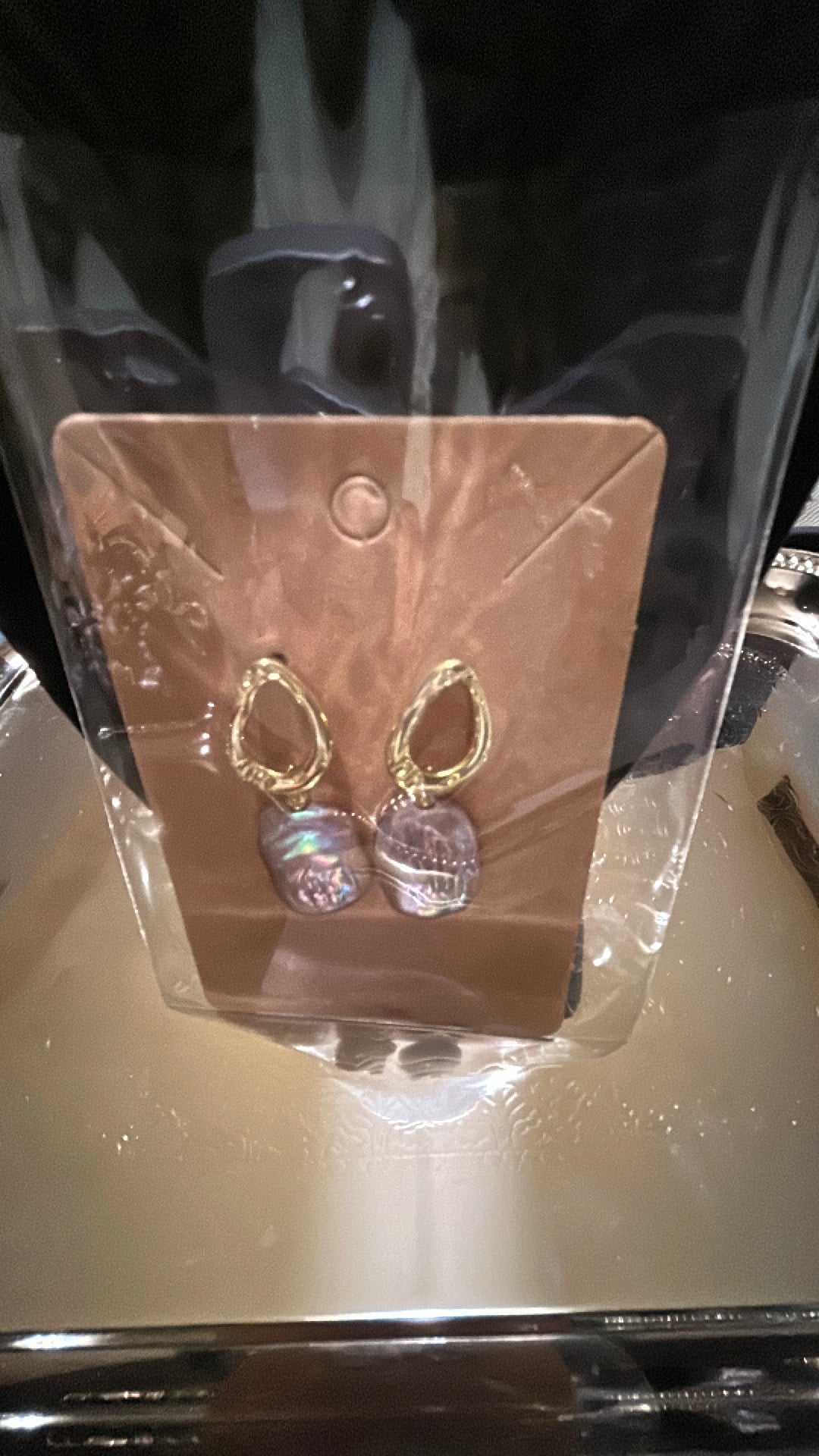 Rectangle purple baroque earrings