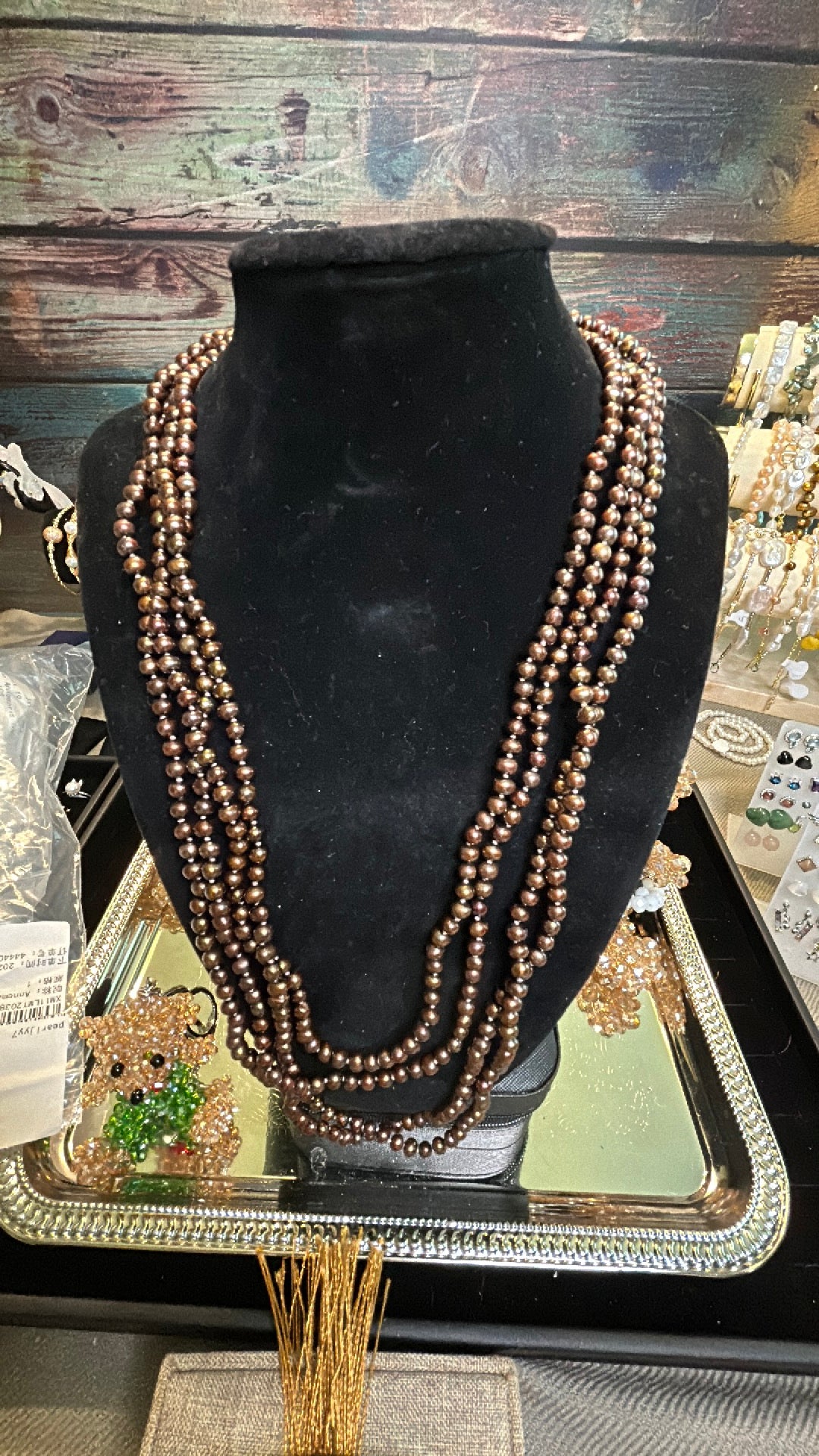 96 inches long chocolate freshwater pear necklace