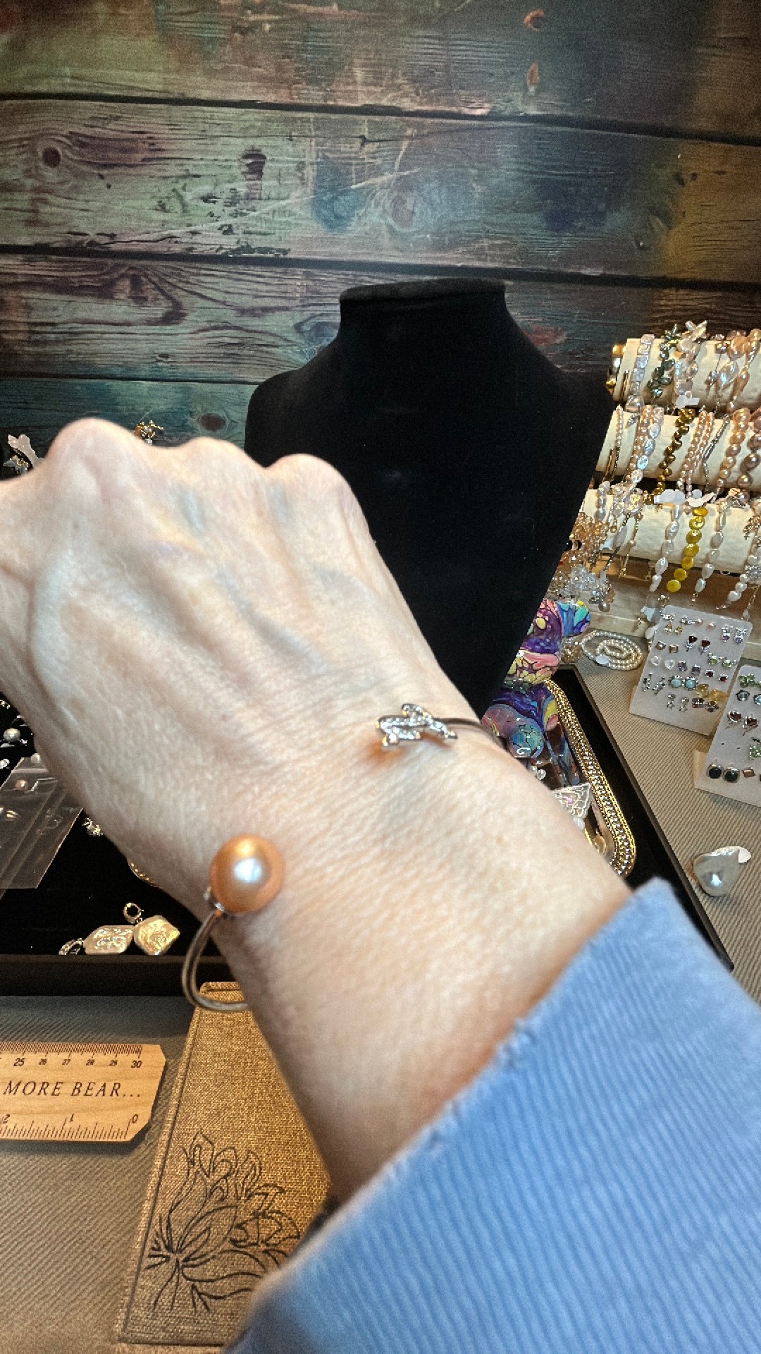 Champagne freshwater pearl bangle bracelet