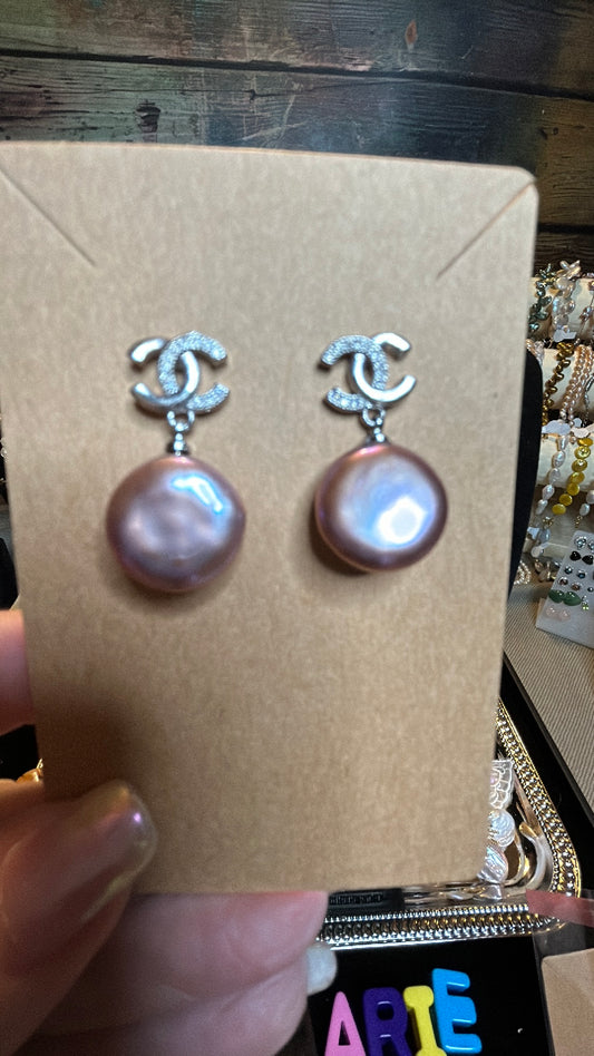 Designer inspired purple baroque earrings