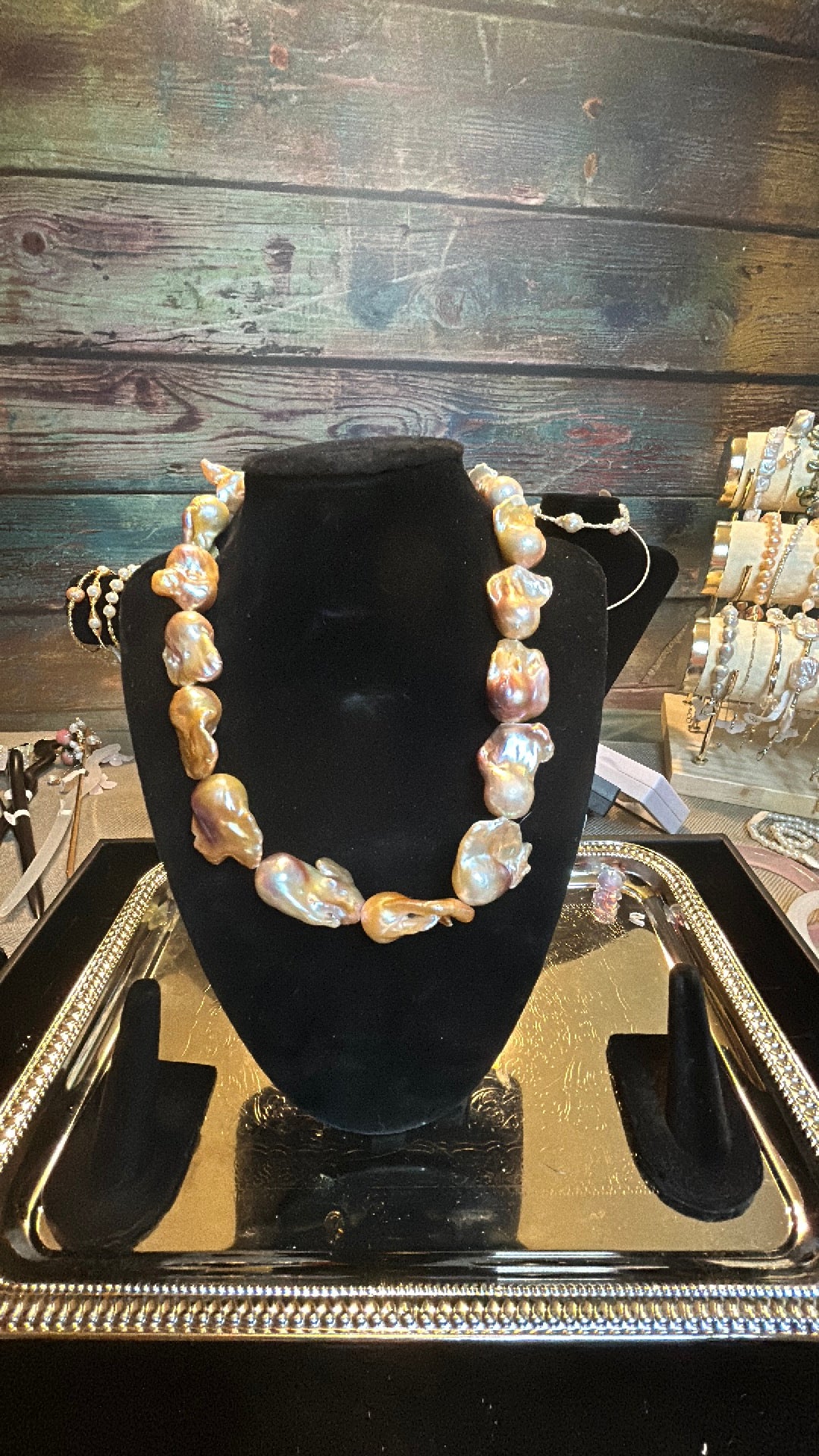 Gorgeous giant baroque purple & golden necklace