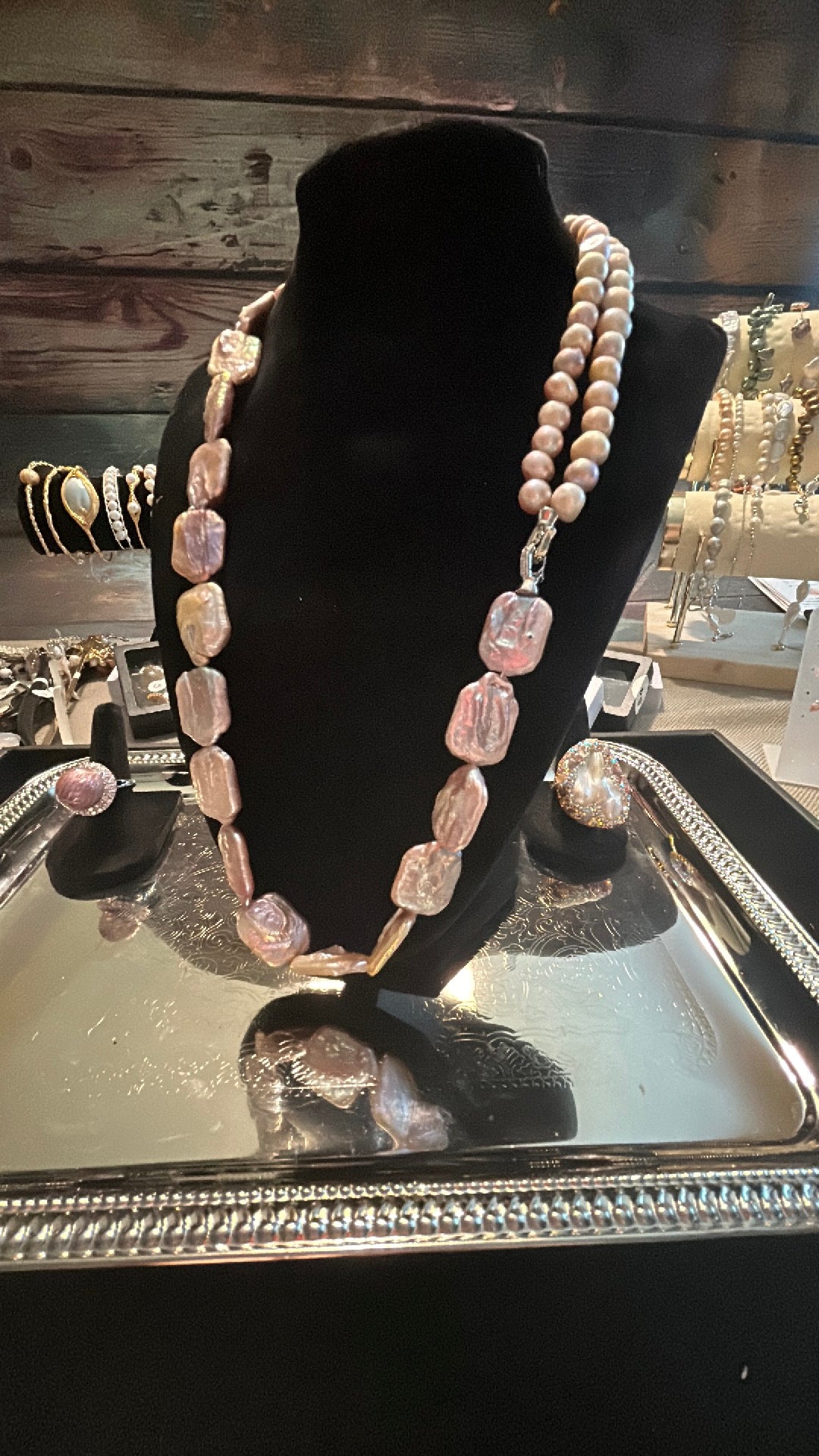 Convertible lavender baroque necklace