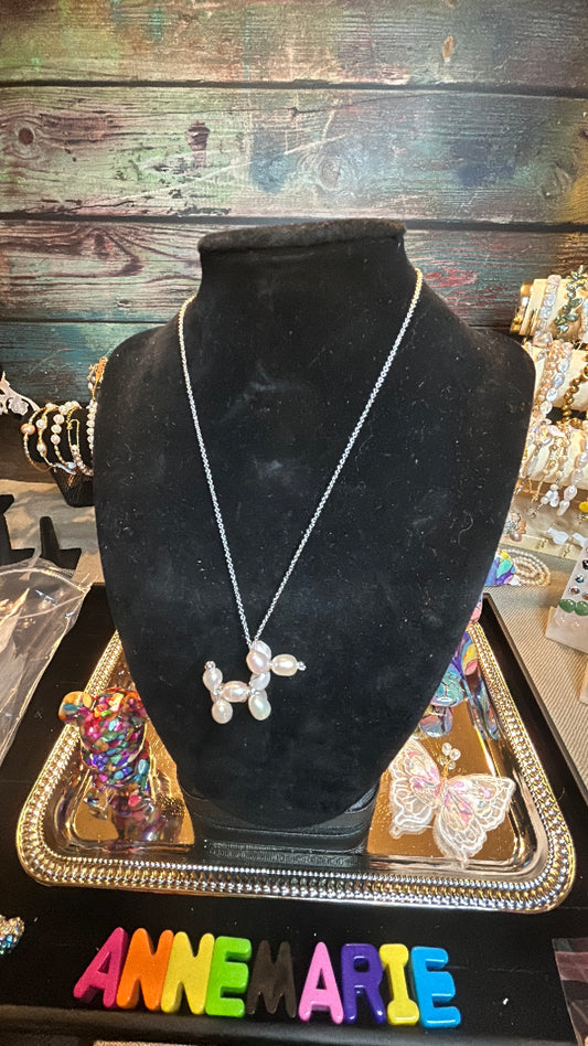 White freshwater pearl puppy pendant