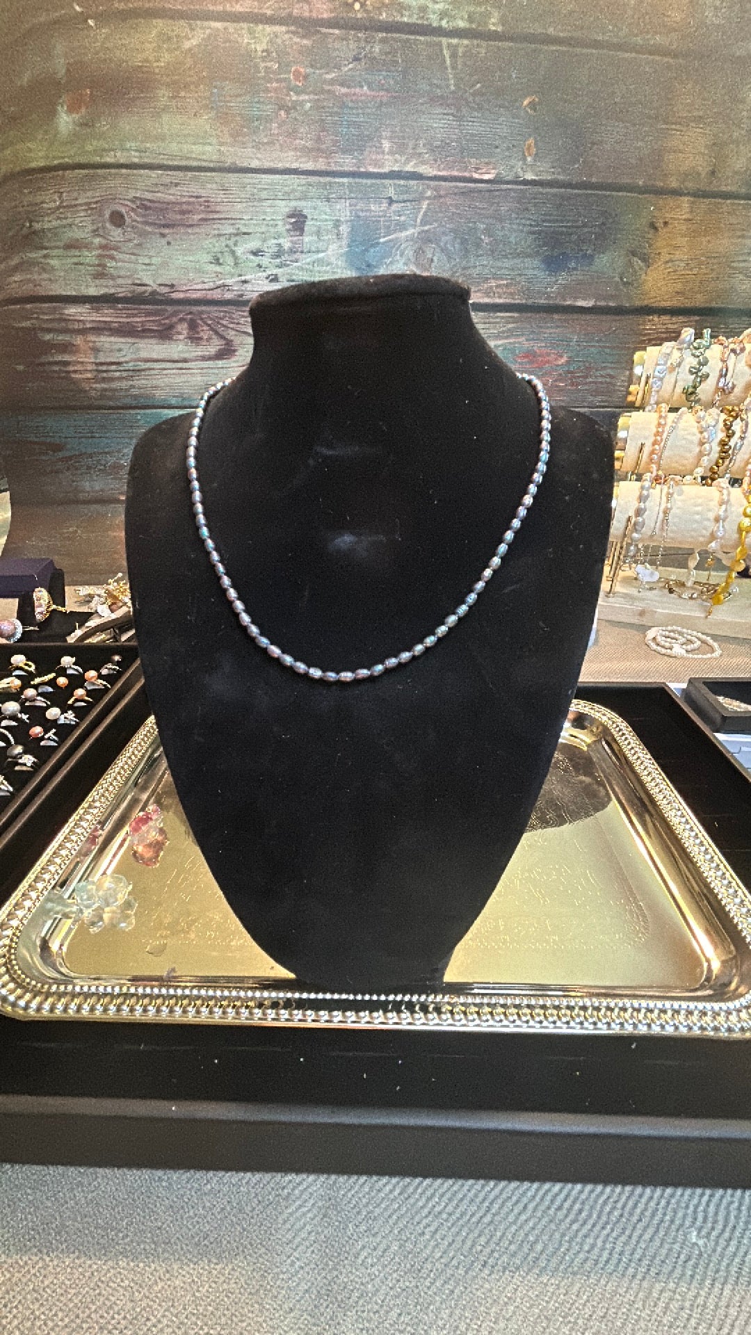Deep blue freshwater pearl necklace