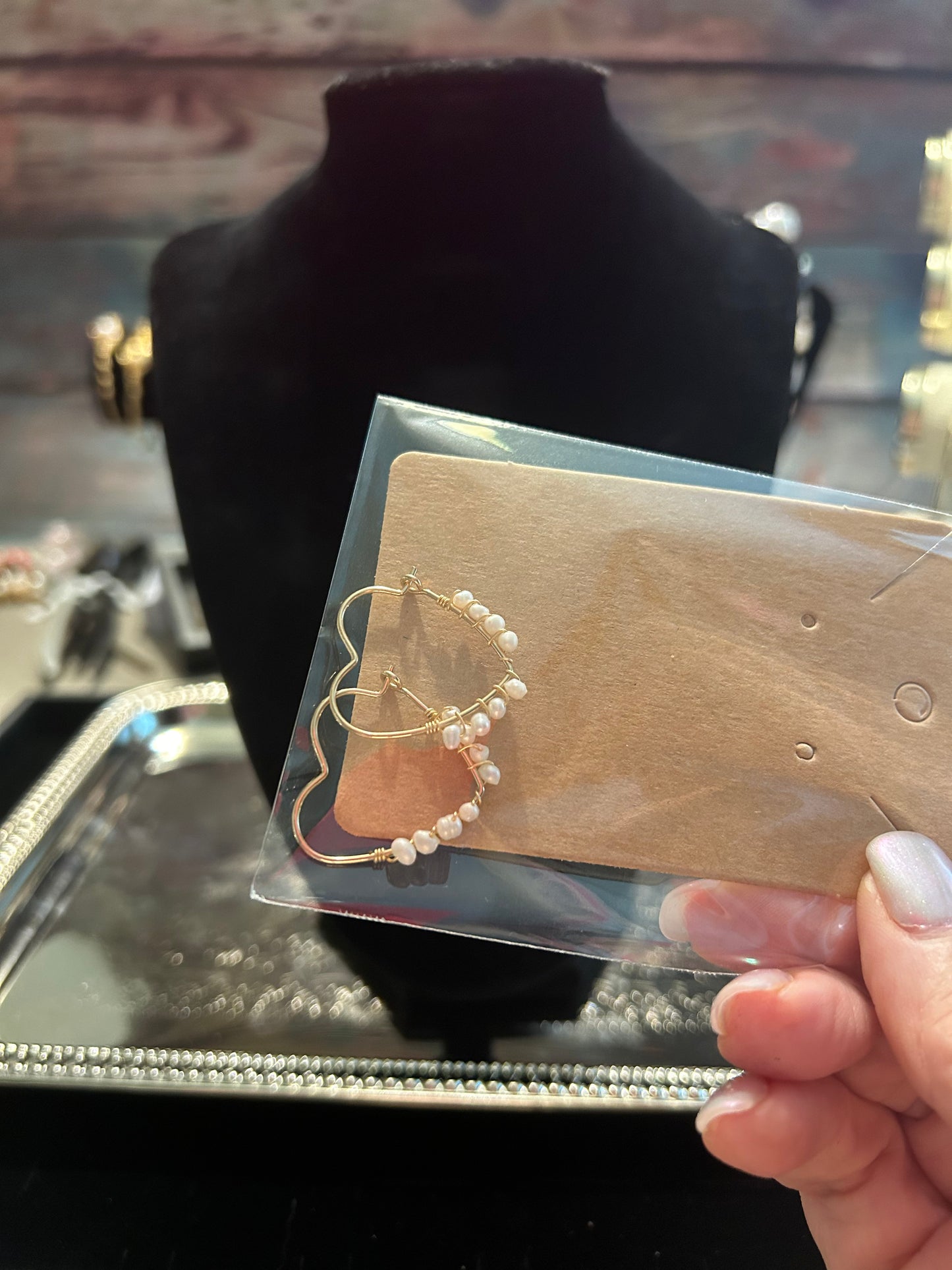 Heart hoop freshwater pearl earrings