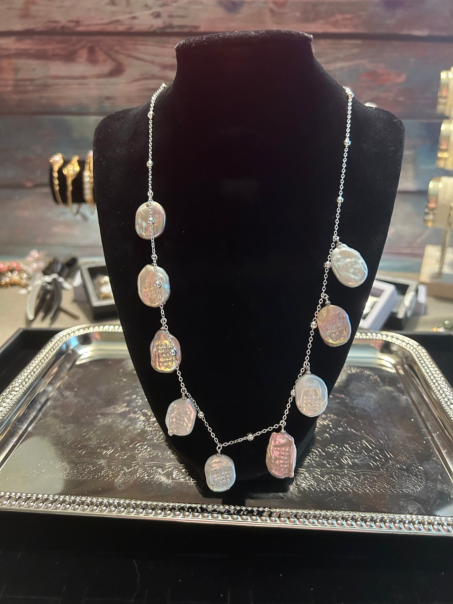 Multi colored baroque necklace