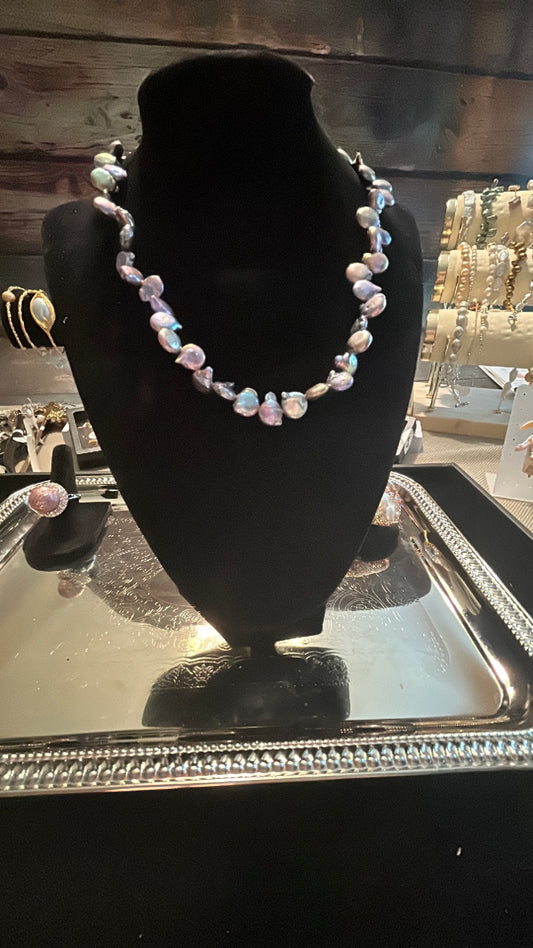 Deep lavender petal baroque necklace