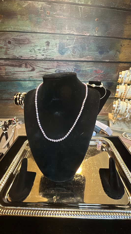 Soft Rose freshwater baby pearl necklace