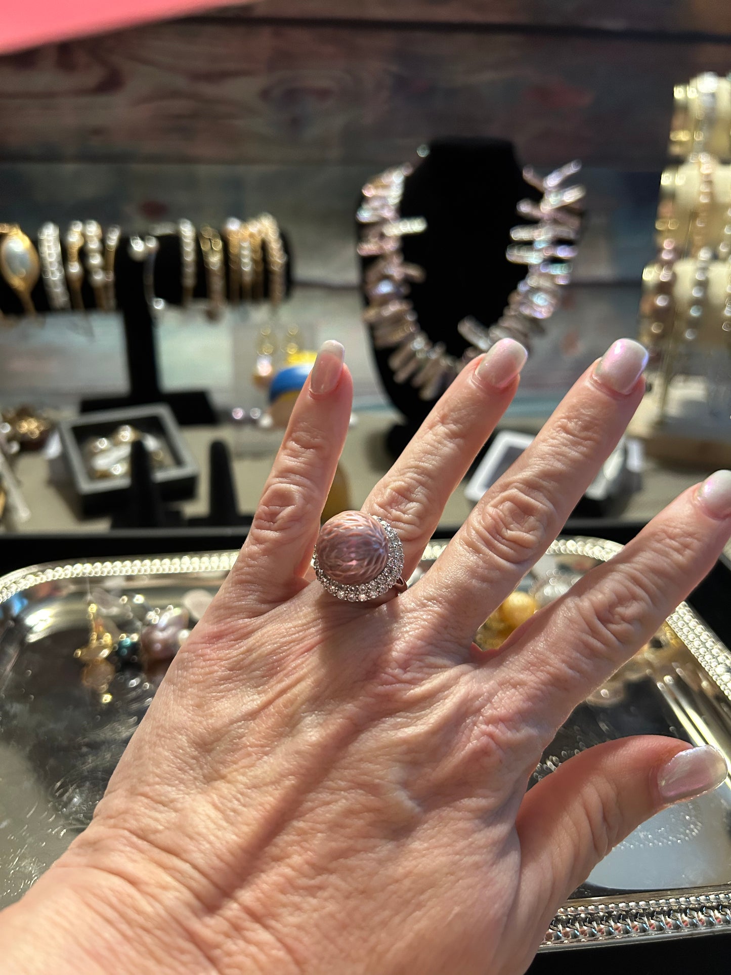 Purple dragon scale ring with CZ halo