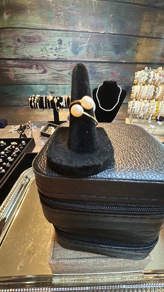 Double pearl ring adjustable