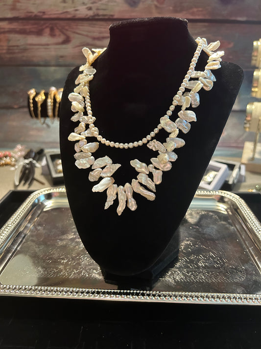 Double strand baroque & freshwater pearl necklace