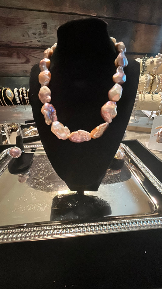 Spectacular rainbow baroque full necklace