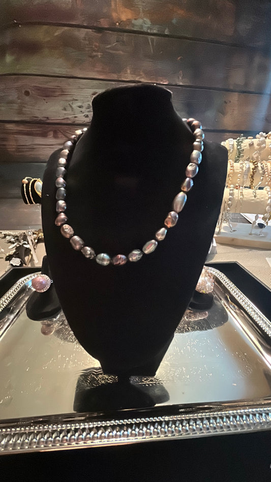 Rainbow hued full baroque necklace