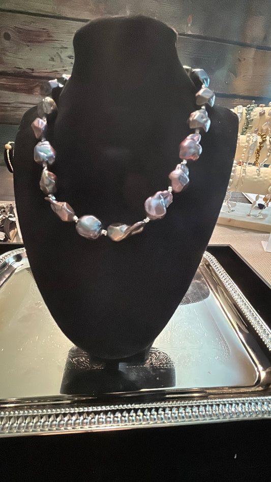 Deep rainbow full baroque necklace