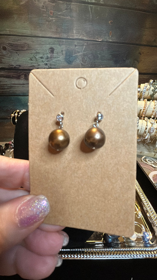 Chocolate brown freshwater pearl earrings