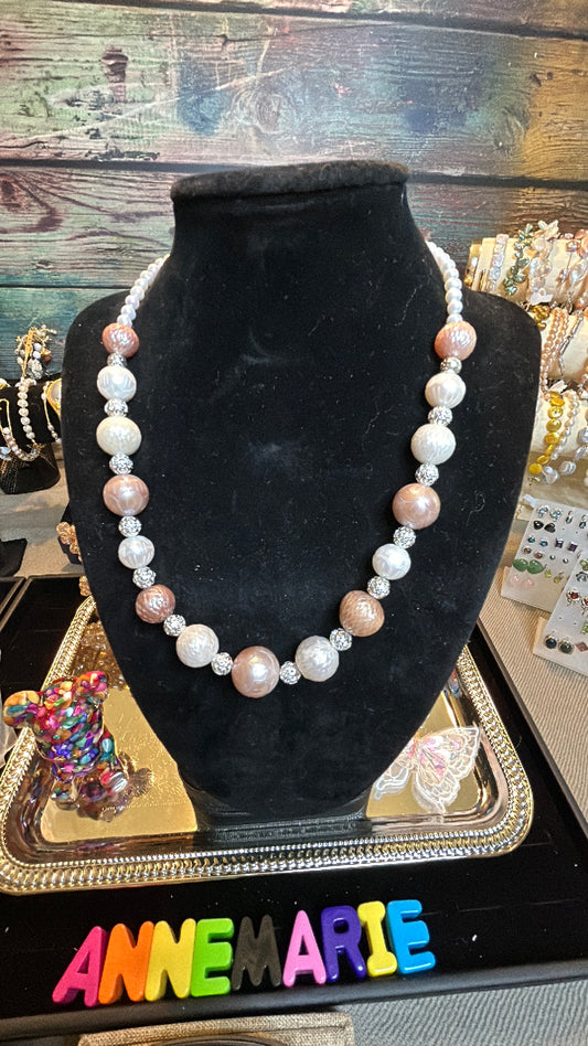 Dragon scale & Edison pearl necklace