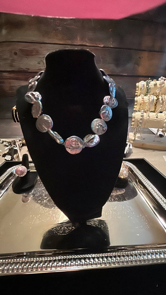 Deep purple round full baroque necklace