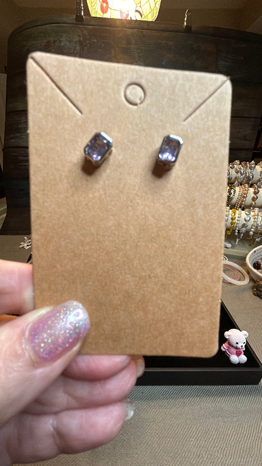 Emerald cut amethyst earrings