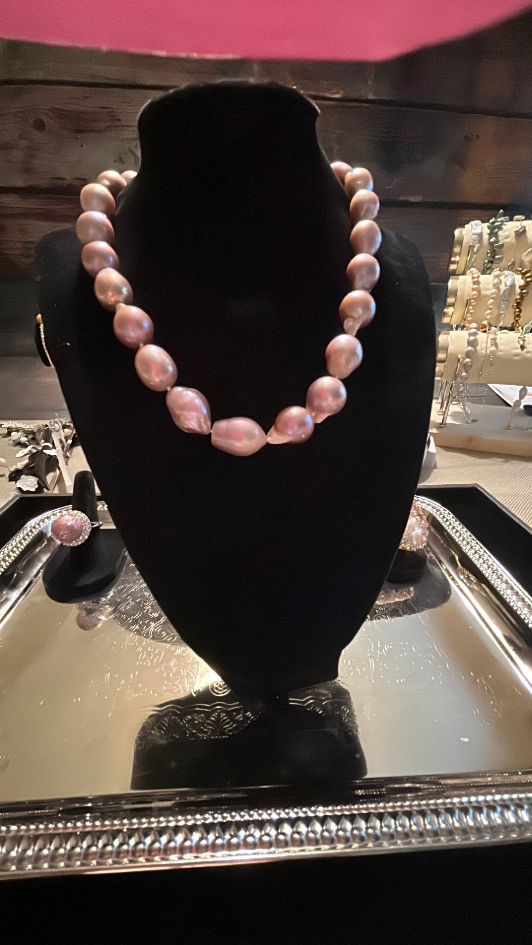 Gorgeous lavender baroque pearl necklace