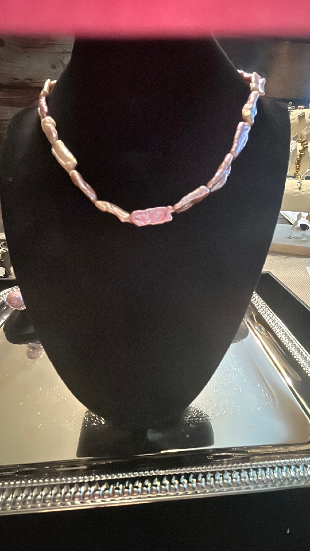 Kashi or stick baroque purple necklace