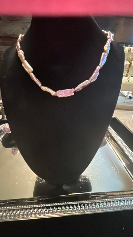 Kashi or stick baroque purple necklace