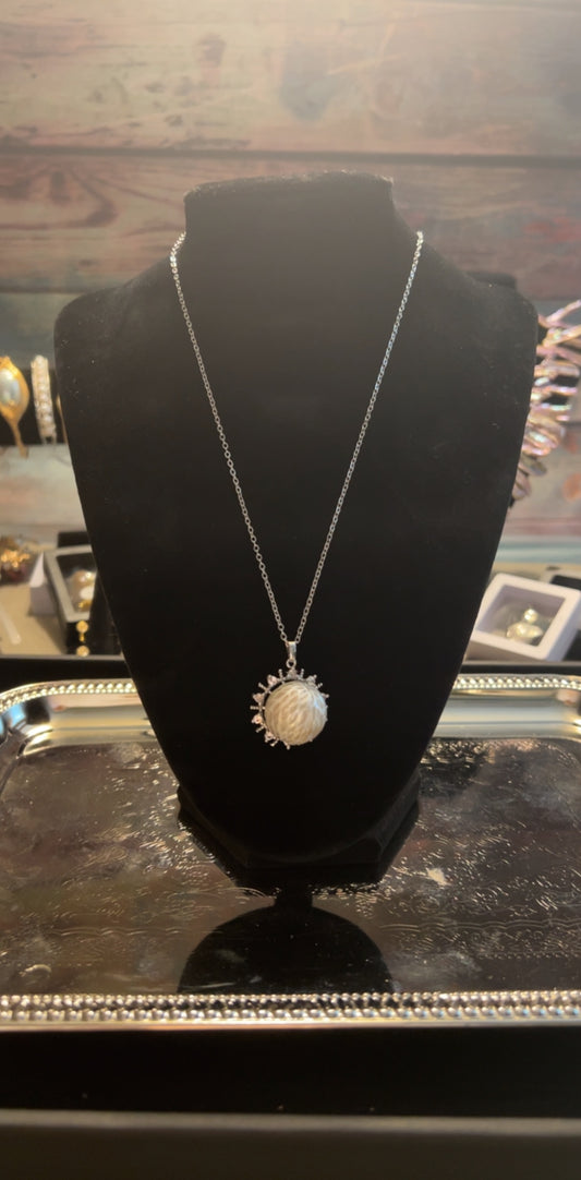 Grey dragon scale pendant with chain