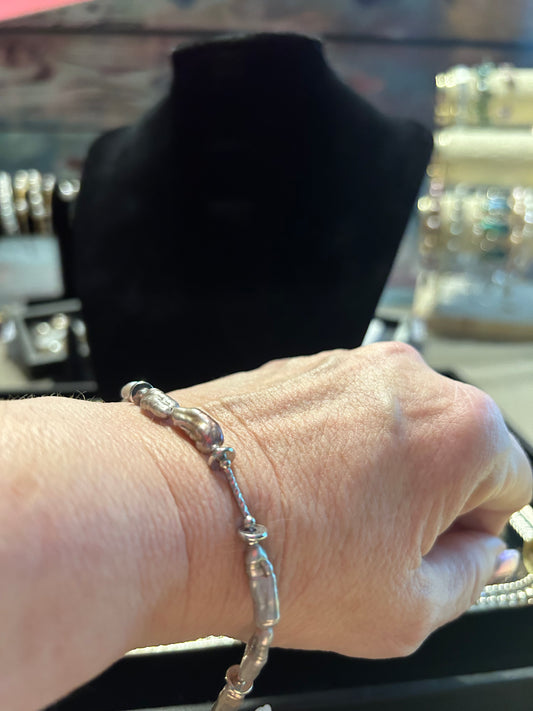 Silver stick baroque bracelet