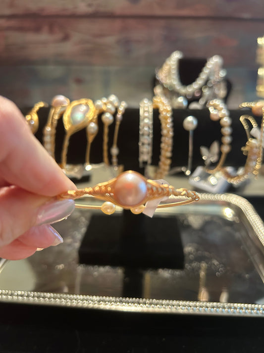 Freshwater pearl cuff bracelet
