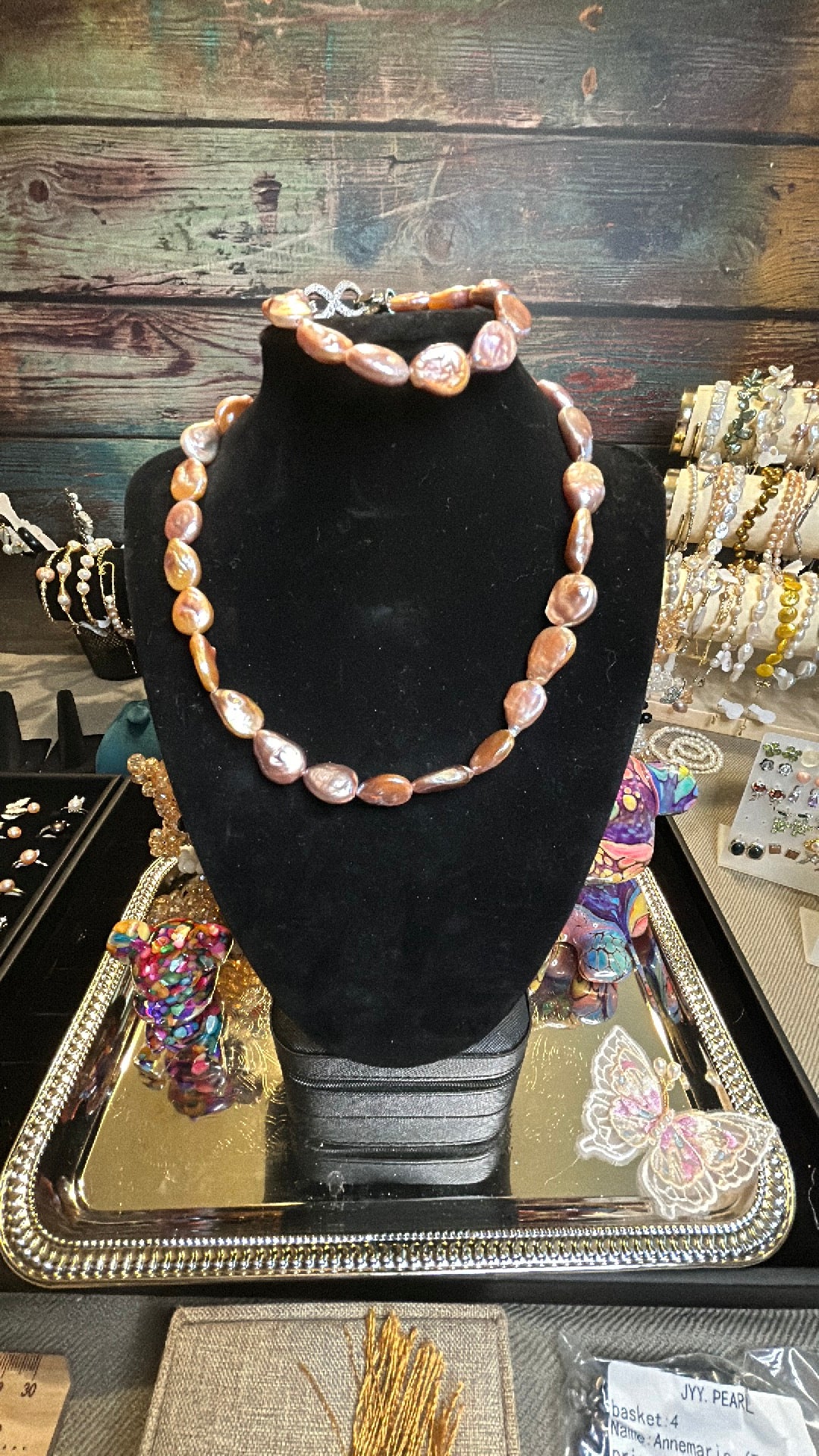 Baby teardrop pink baroque necklace & bracelet set