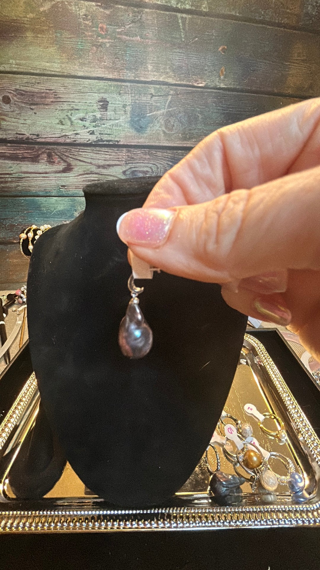 Dark blue baroque pendant