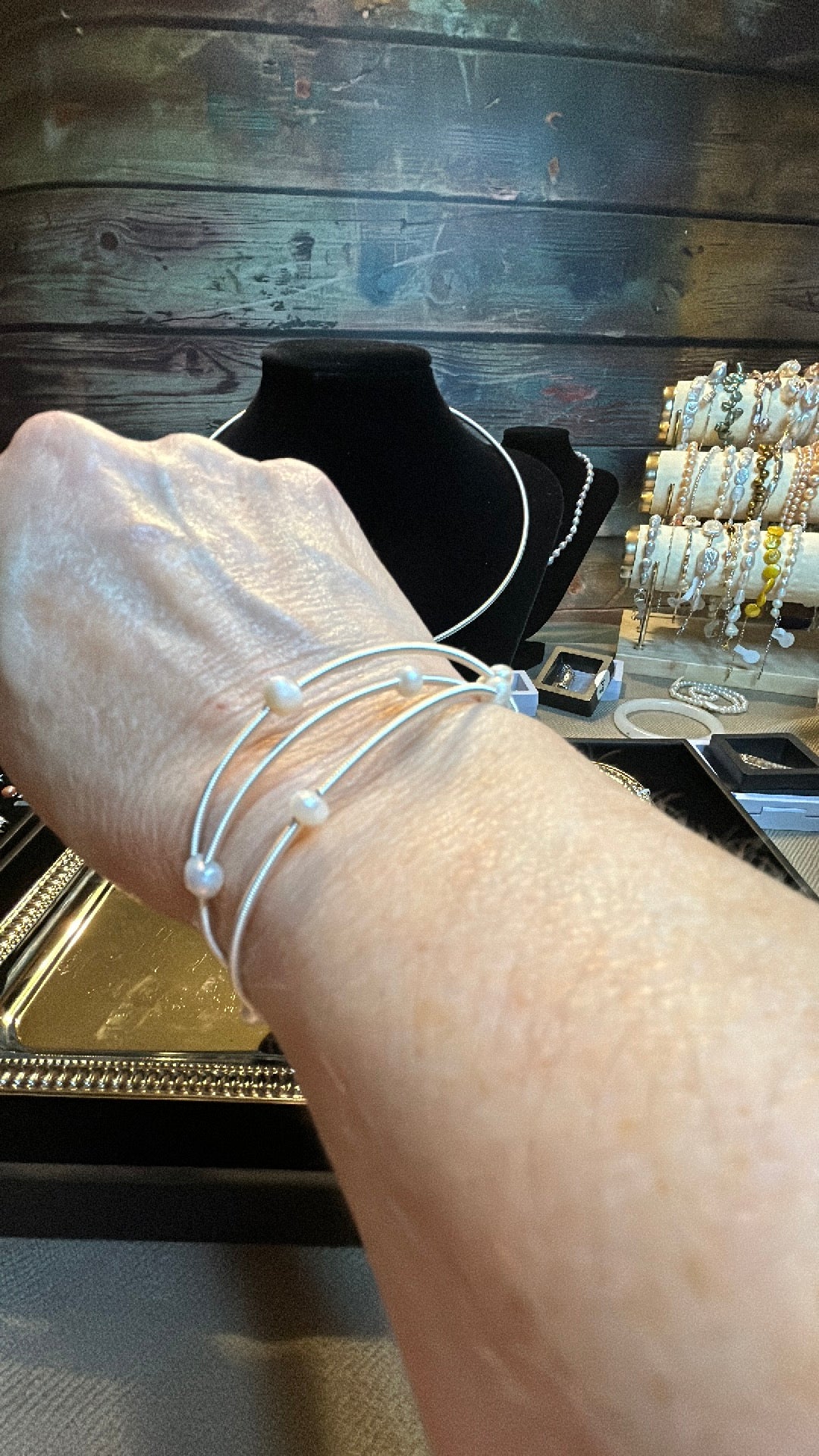 Baby freshwater pearl bangle bracelet