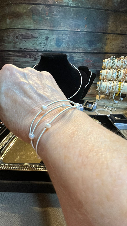 Baby freshwater pearl bangle bracelet