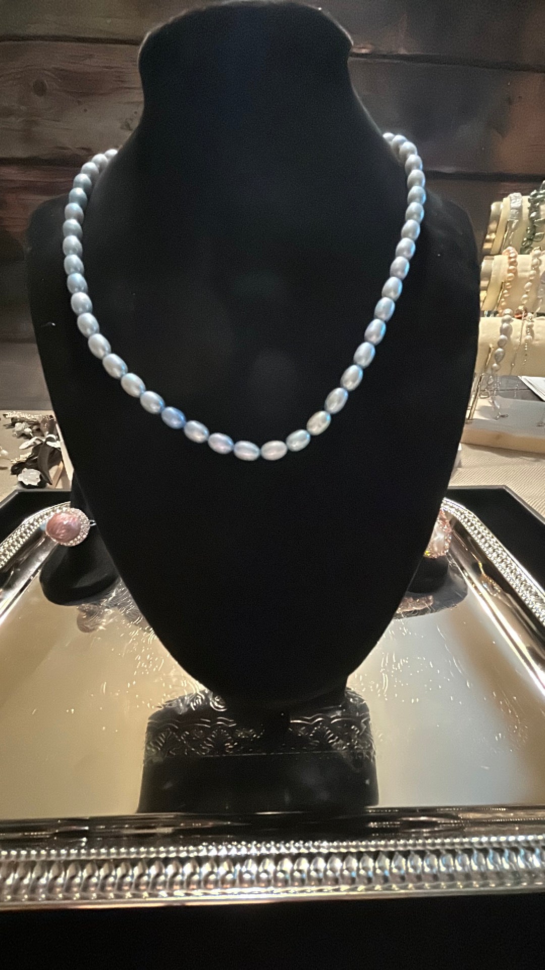 Light blue freshwater pearl necklace