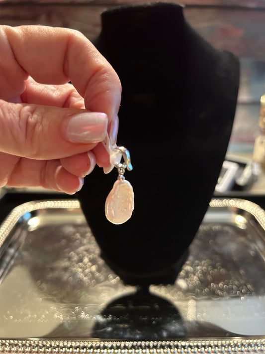 White oval baroque pendant