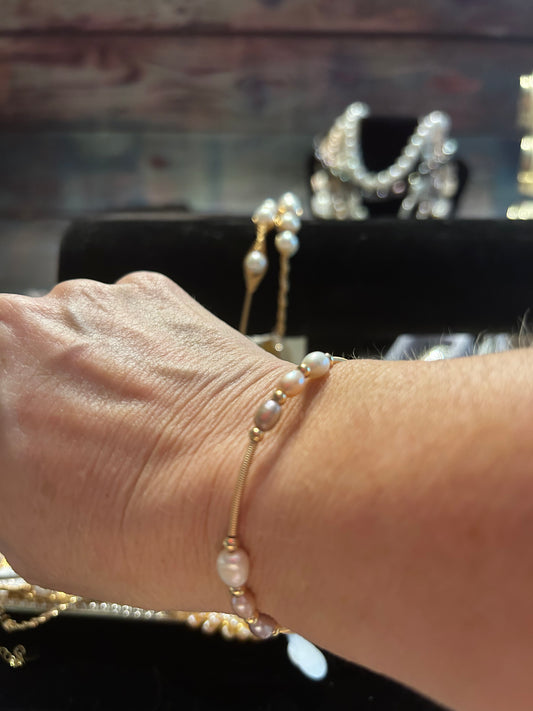 Freshwater pearl cuff bracelet